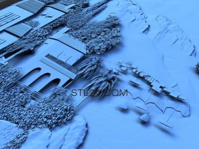 Панно художественные (Набережная река горы, PH_0107) 3D модель для ЧПУ станка